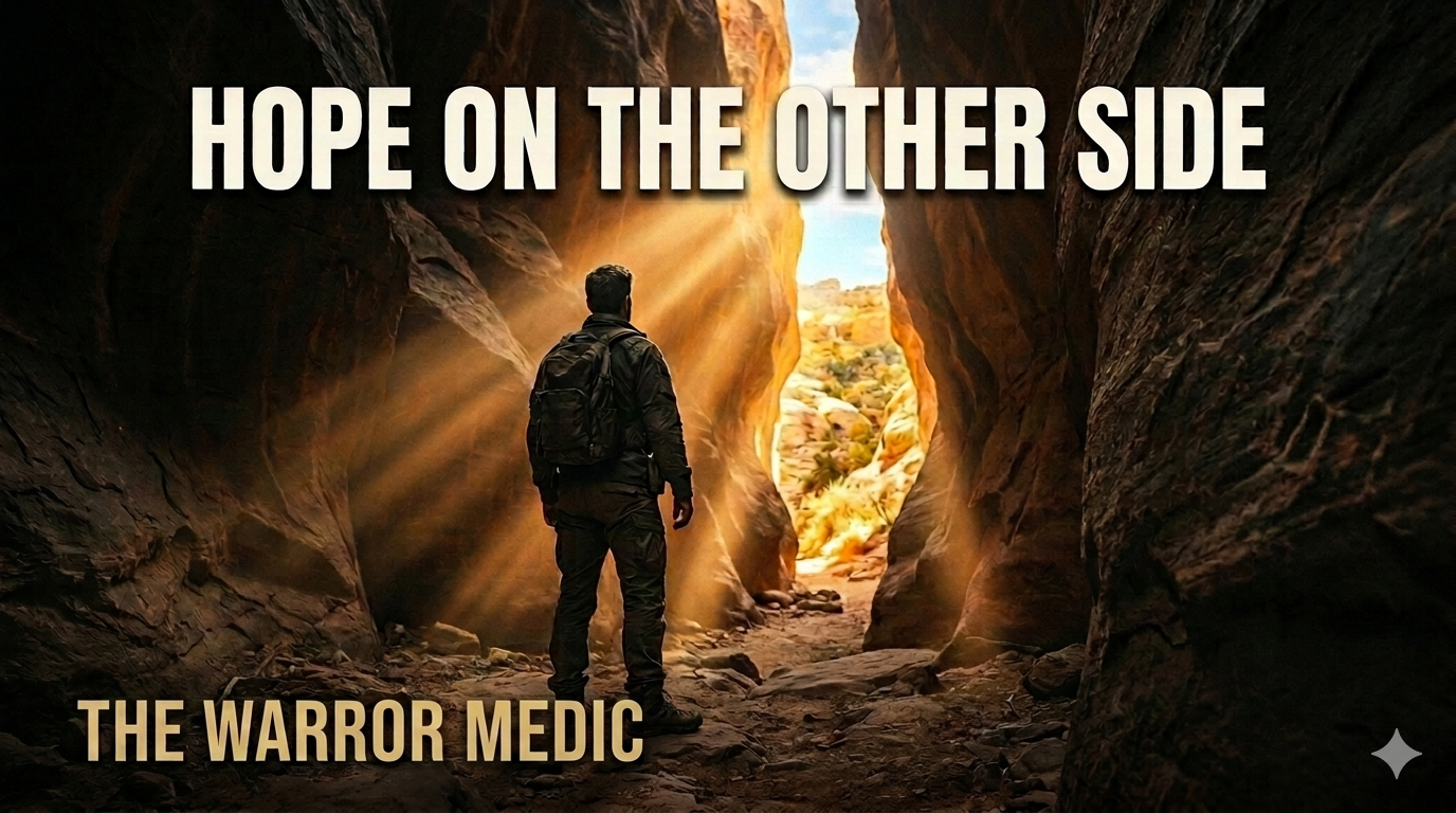 Man walking toward golden light through a canyon - symbolizing hope and healing from childhood trauma - The Warrior Medic